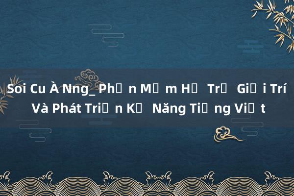 Soi Cu À Nng_ Phần Mềm Hỗ Trợ Giải Trí Và Phát Triển Kỹ Năng Tiếng Việt