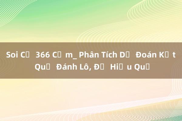 Soi Củ 366 Cơm_ Phân Tích Dự Đoán Kết Quả Đánh Lô, Đề Hiệu Quả