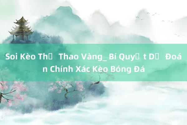 Soi Kèo Thể Thao Vàng_ Bí Quyết Dự Đoán Chính Xác Kèo Bóng Đá