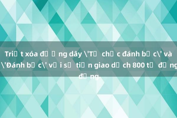 Triệt xóa đường dây 'Tổ chức đánh bạc' và 'Đánh bạc' với số tiền giao dịch 800 tỷ đồng